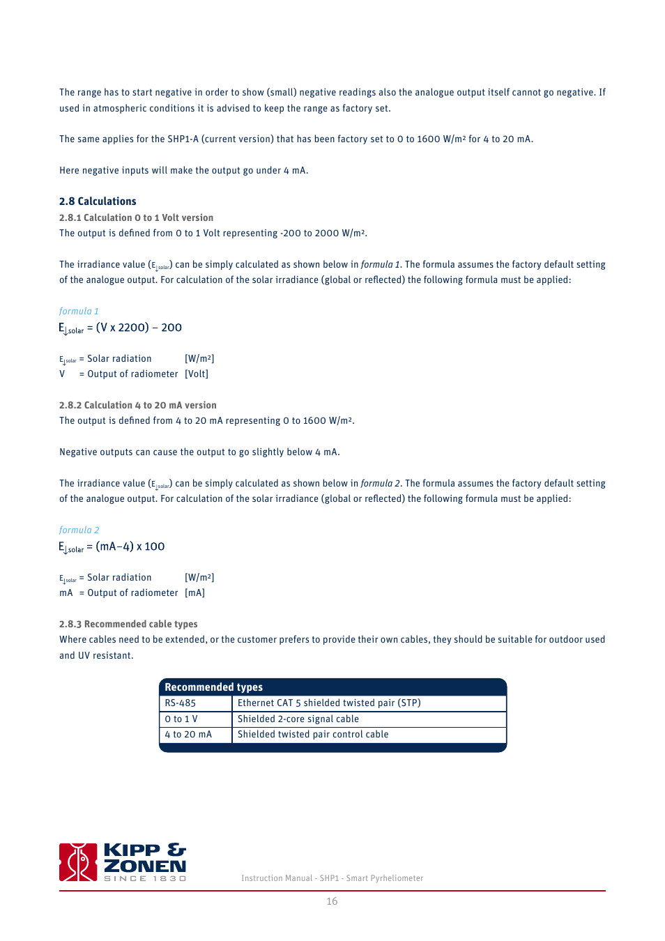 8 calculations | Kipp&Zonen SHP1 Pyrheliometer User Manual | Page 16 / 50