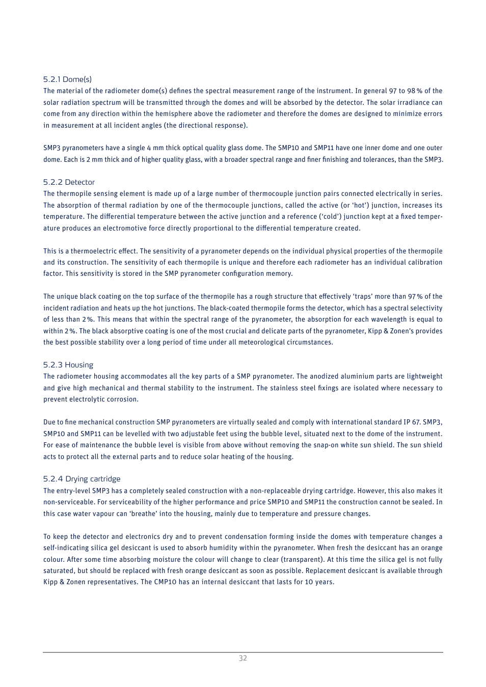 Dome(s), Detector, Housing | Drying cartridge | Kipp&Zonen SMP3 Pyranometers User Manual | Page 32 / 60