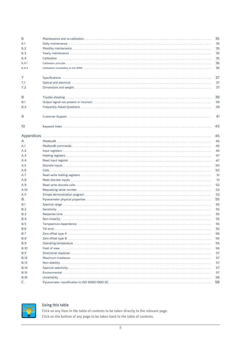 1 product overview, Using this table | Kipp&Zonen SMP3 Pyranometers User Manual | Page 8 / 60