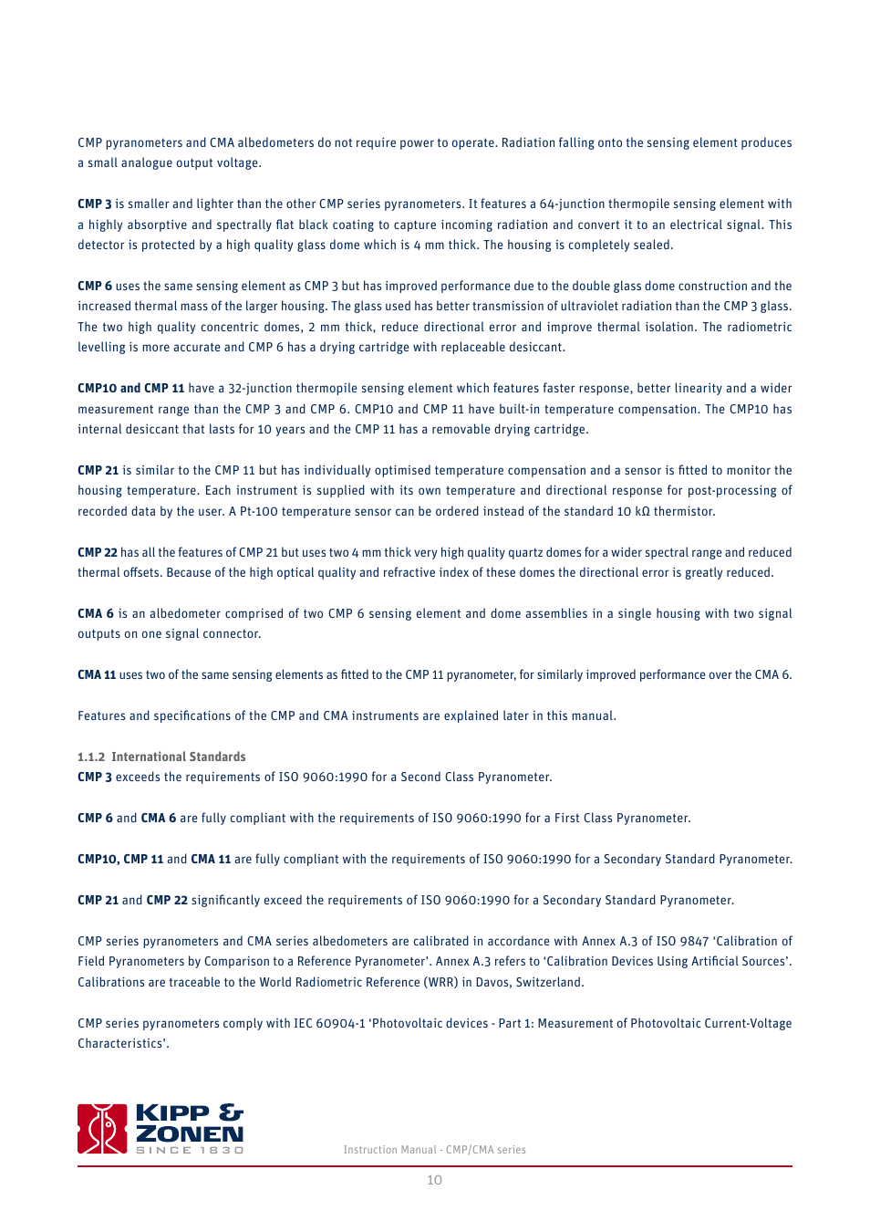 2 international standards | Kipp&Zonen CMA 6 Albedometers User Manual | Page 10 / 46