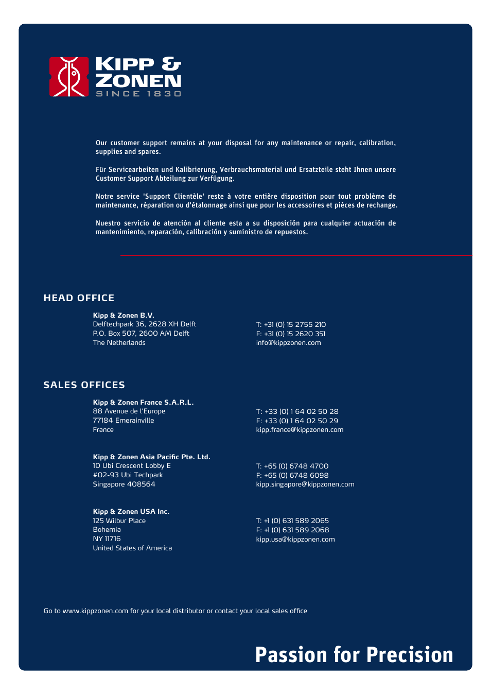 Passion for precision | Kipp&Zonen CMA 6 Albedometers User Manual | Page 46 / 46