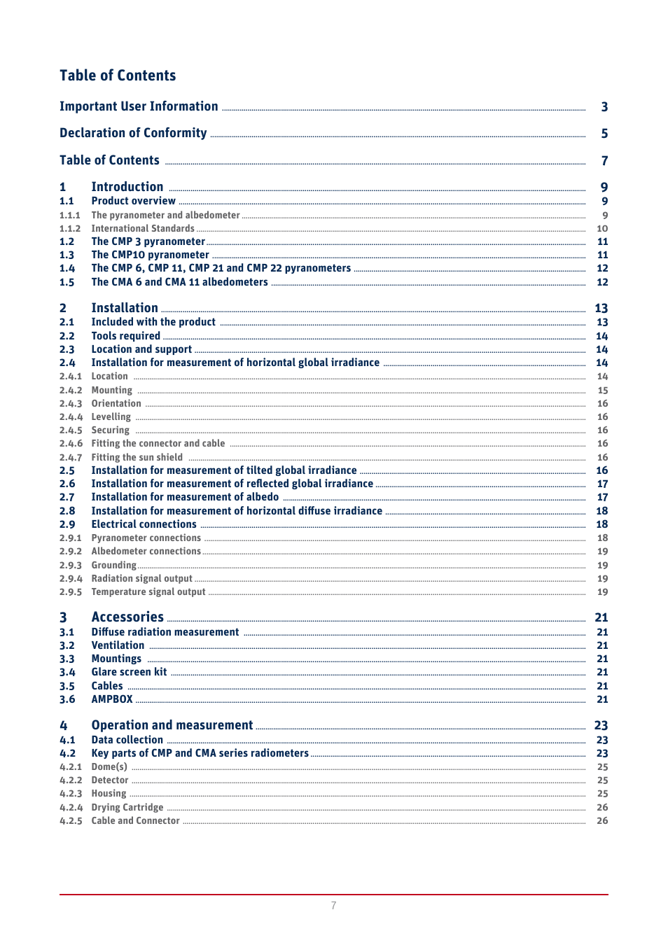 Kipp&Zonen CMA 6 Albedometers User Manual | Page 7 / 46