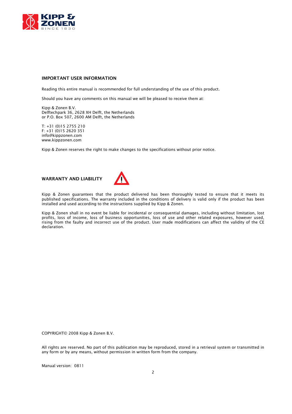 Kipp&Zonen CHP 1 Pyrheliometer User Manual | Page 2 / 23