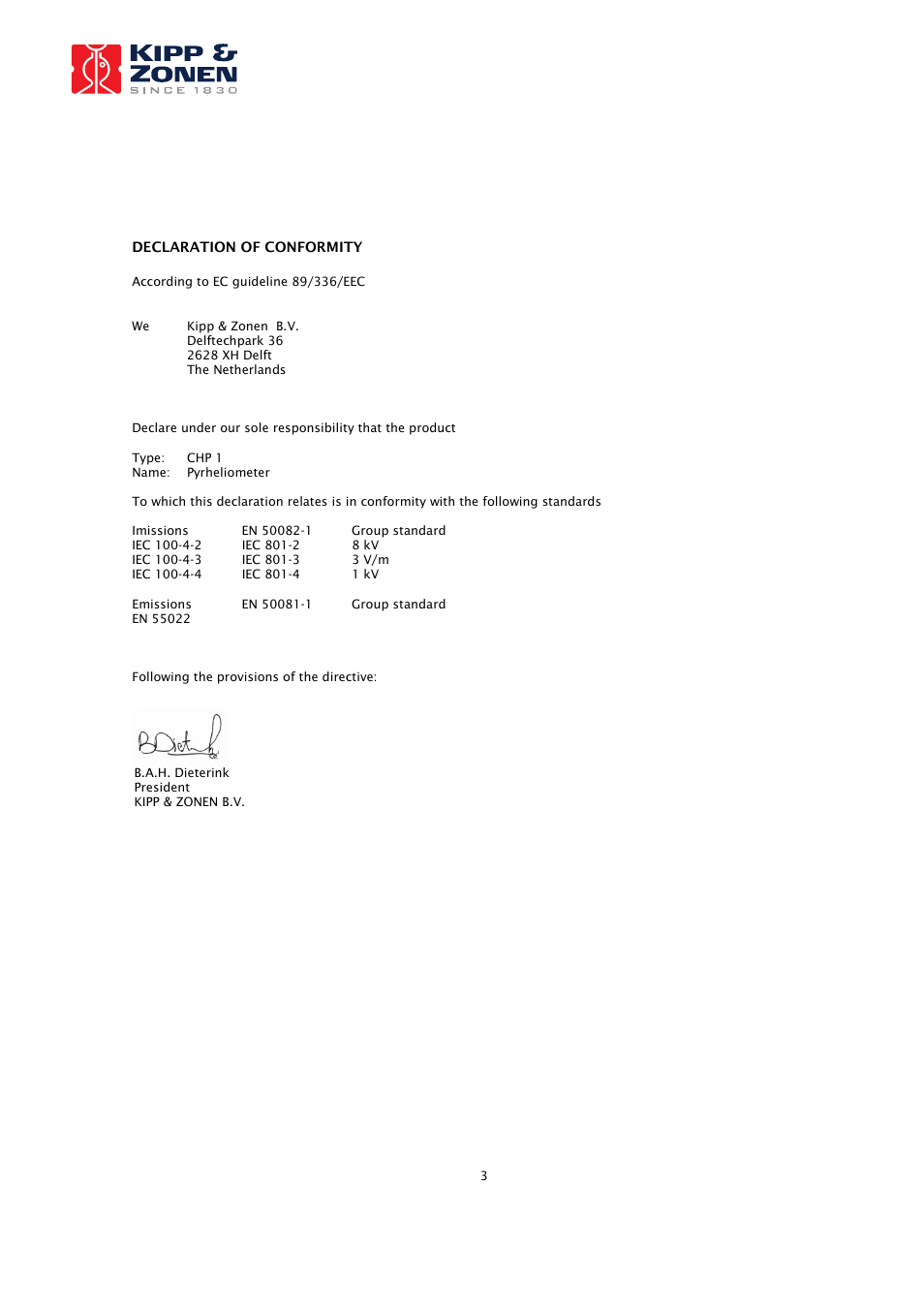 Kipp&Zonen CHP 1 Pyrheliometer User Manual | Page 3 / 23