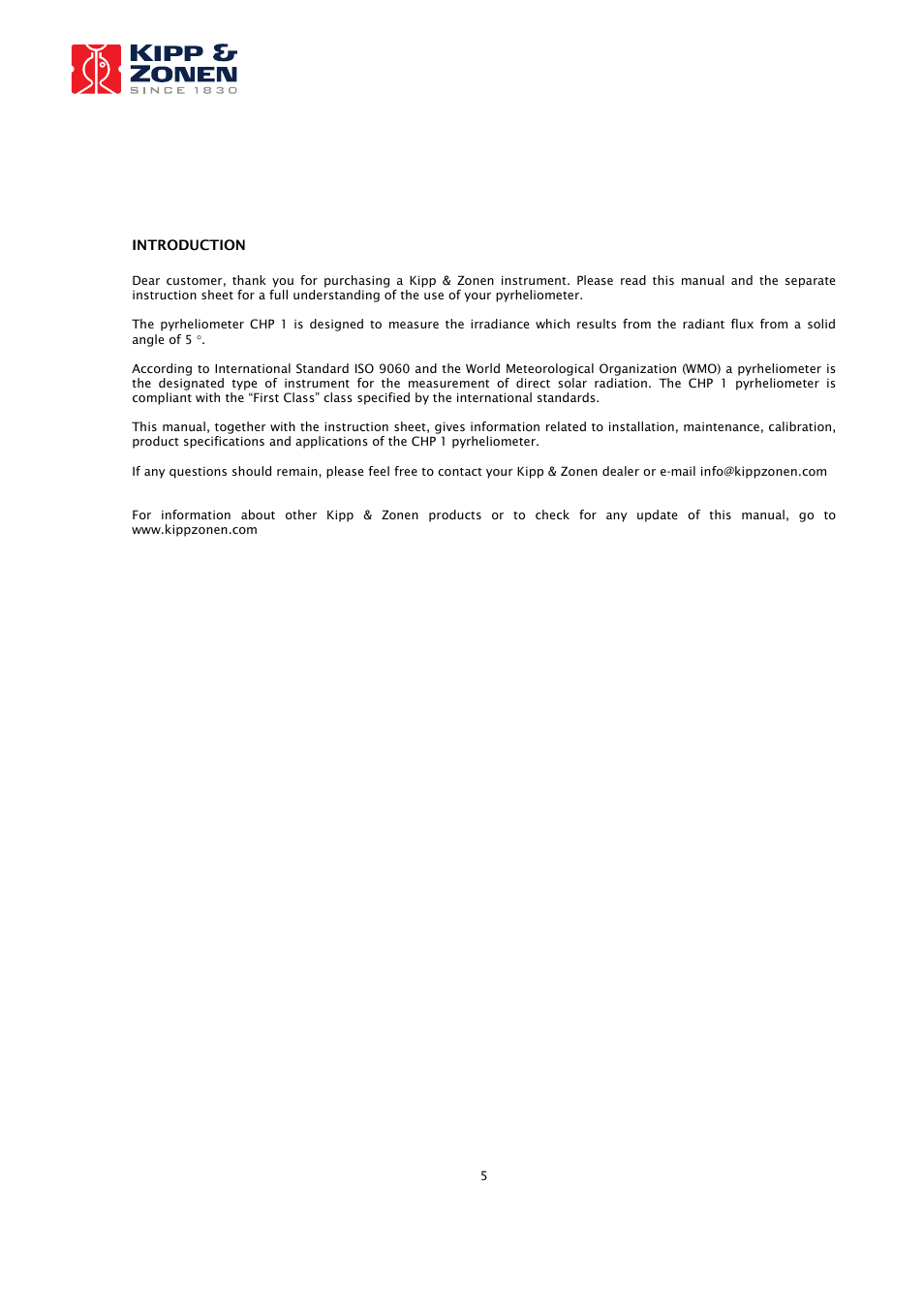 Kipp&Zonen CHP 1 Pyrheliometer User Manual | Page 5 / 23