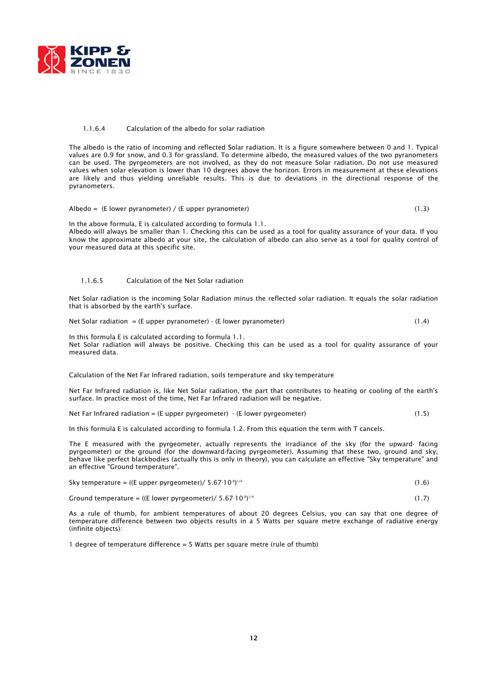 Kipp&Zonen CNR 4 Net Radiometers User Manual | Page 13 / 37