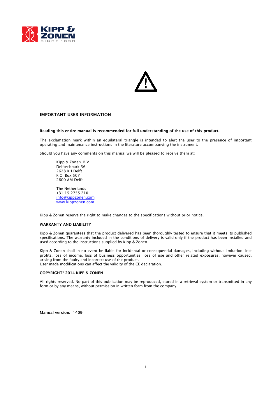 Kipp&Zonen CNR 4 Net Radiometers User Manual | Page 2 / 37