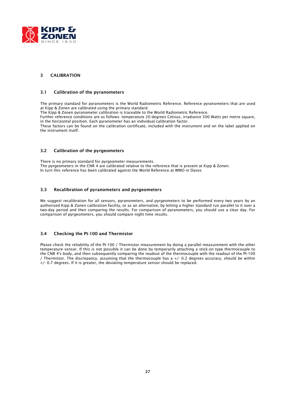 Kipp&Zonen CNR 4 Net Radiometers User Manual | Page 28 / 37