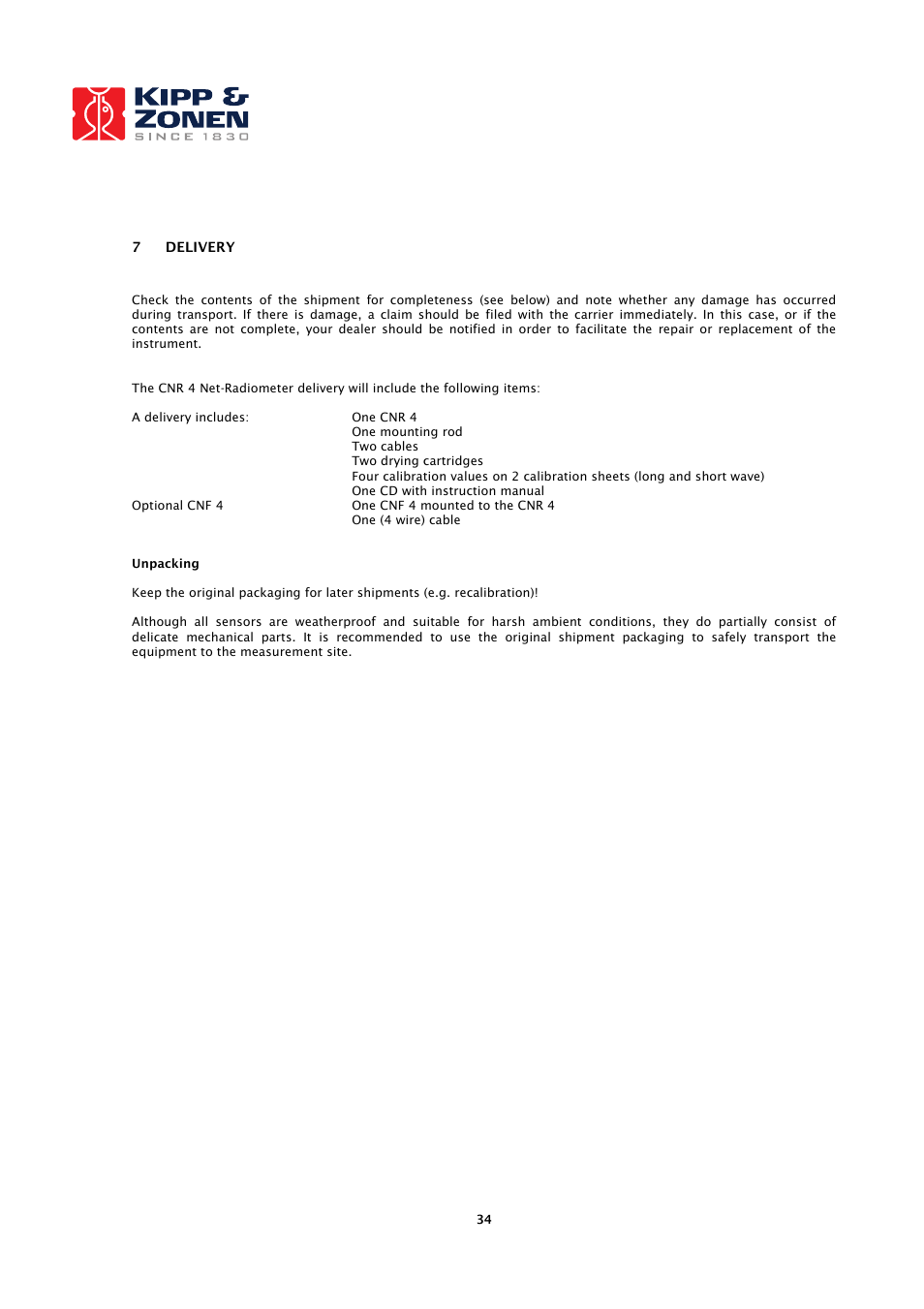 Kipp&Zonen CNR 4 Net Radiometers User Manual | Page 35 / 37
