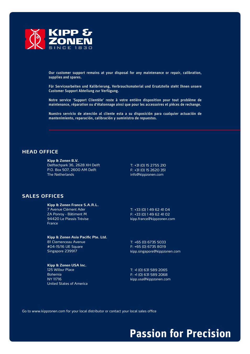 Passion for precision | Kipp&Zonen CNR 4 Net Radiometers User Manual | Page 37 / 37
