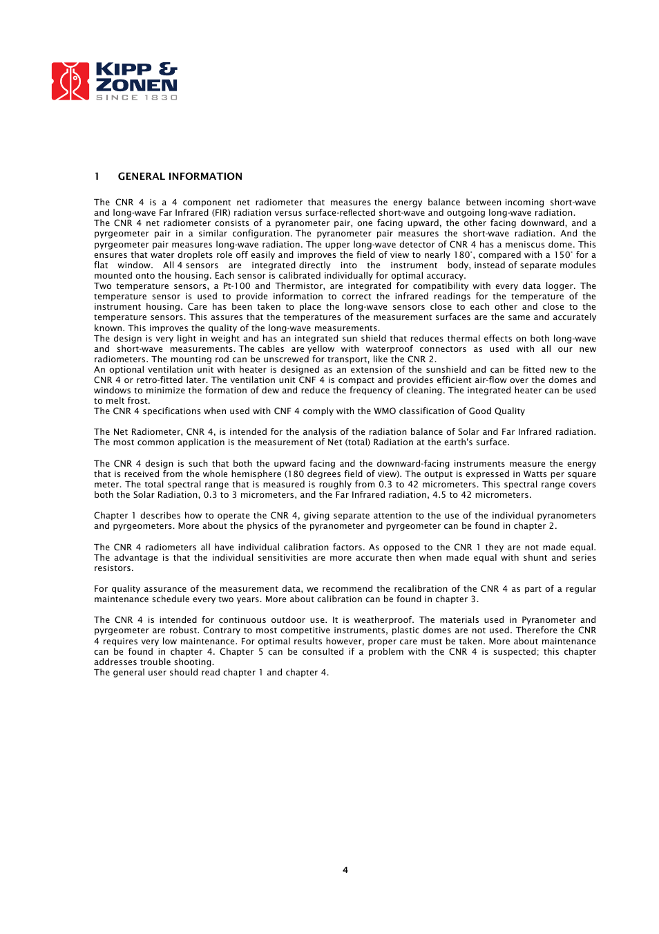 Kipp&Zonen CNR 4 Net Radiometers User Manual | Page 5 / 37
