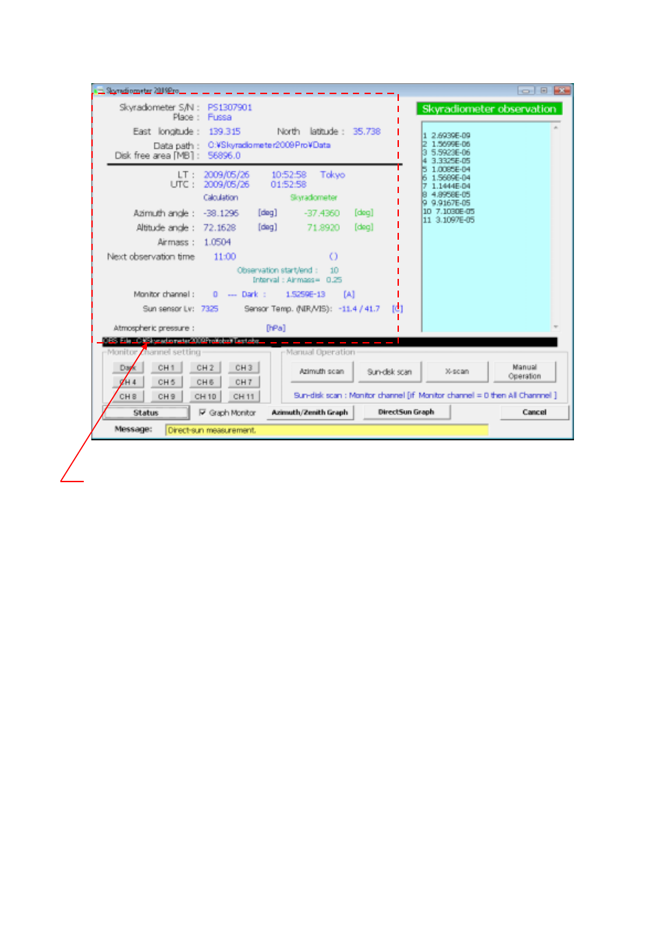 Operation screen | Kipp&Zonen POM-02 Sky Radiometer User Manual | Page 14 / 21