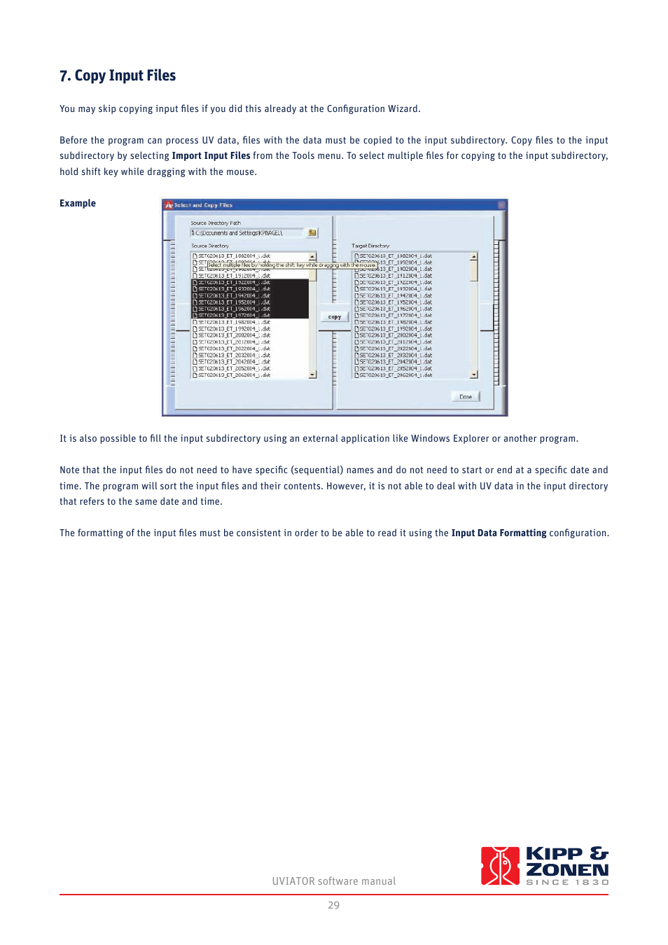 Copy input files | Kipp&Zonen UVS-E-T UV Radiometers User Manual | Page 29 / 60