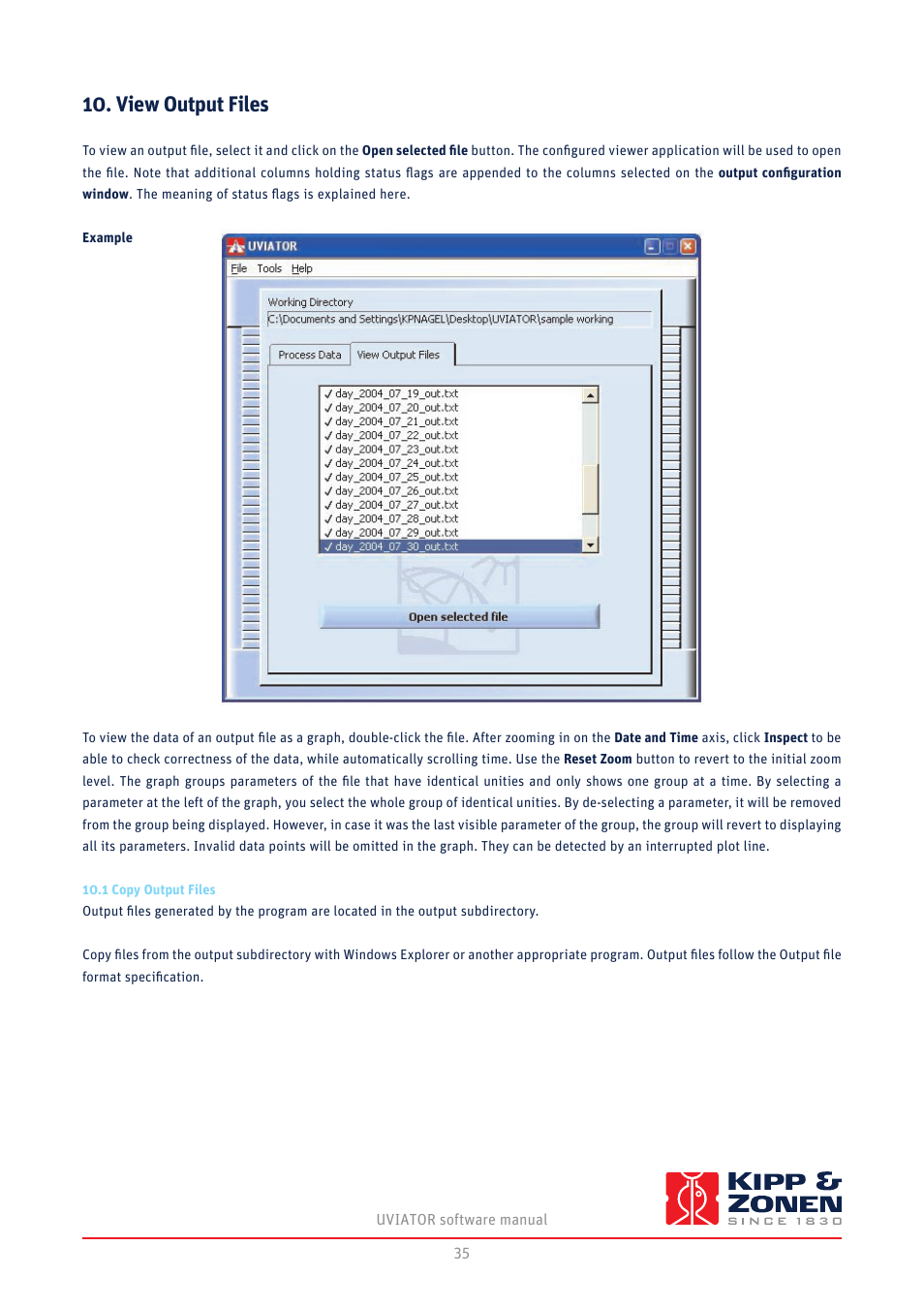 View output files | Kipp&Zonen UVS-E-T UV Radiometers User Manual | Page 35 / 60