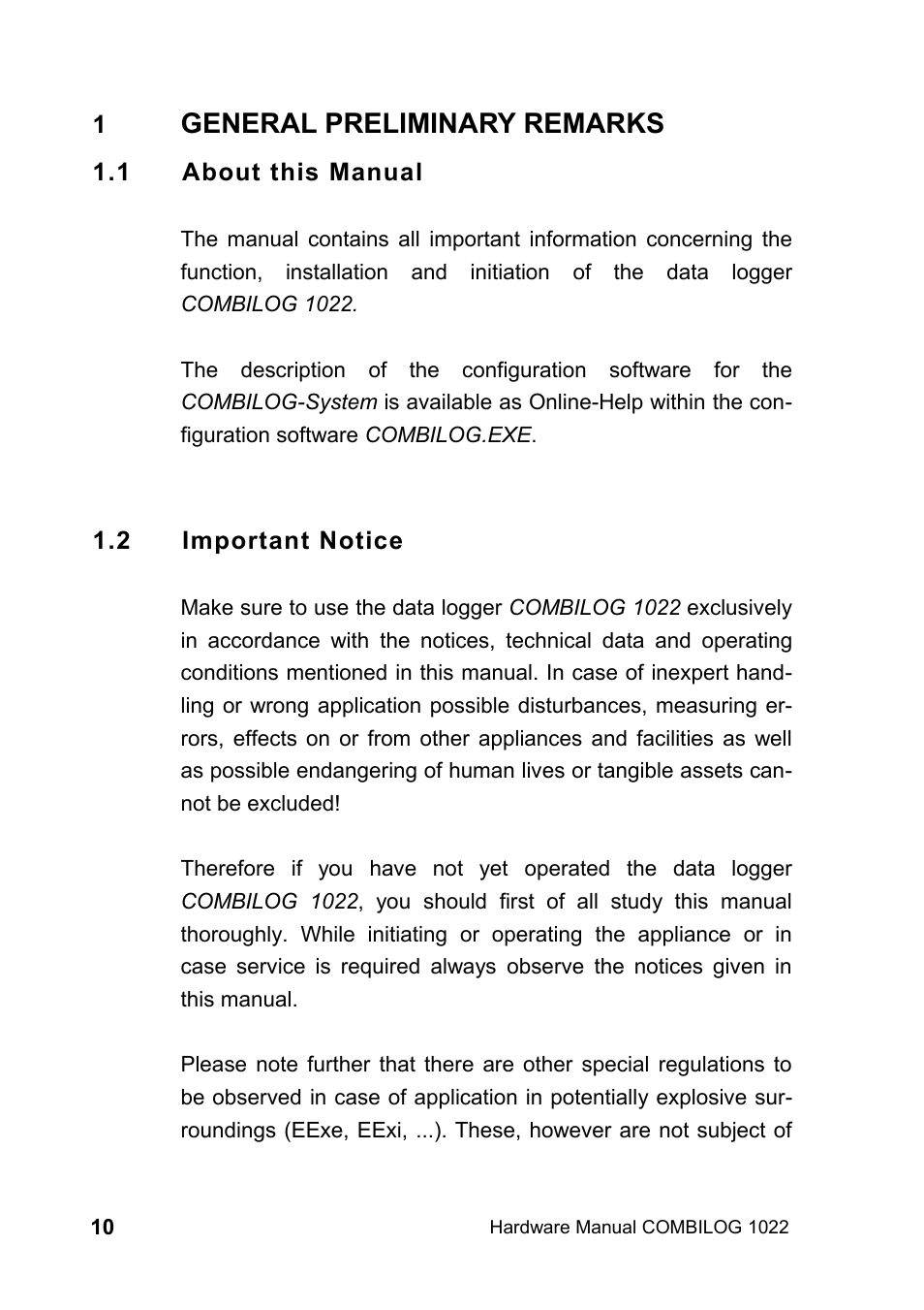 1 general preliminary remarks, 1 about this manual, 2 important notice | General preliminary remarks | Kipp&Zonen COMBILOG Data Logger User Manual | Page 10 / 173