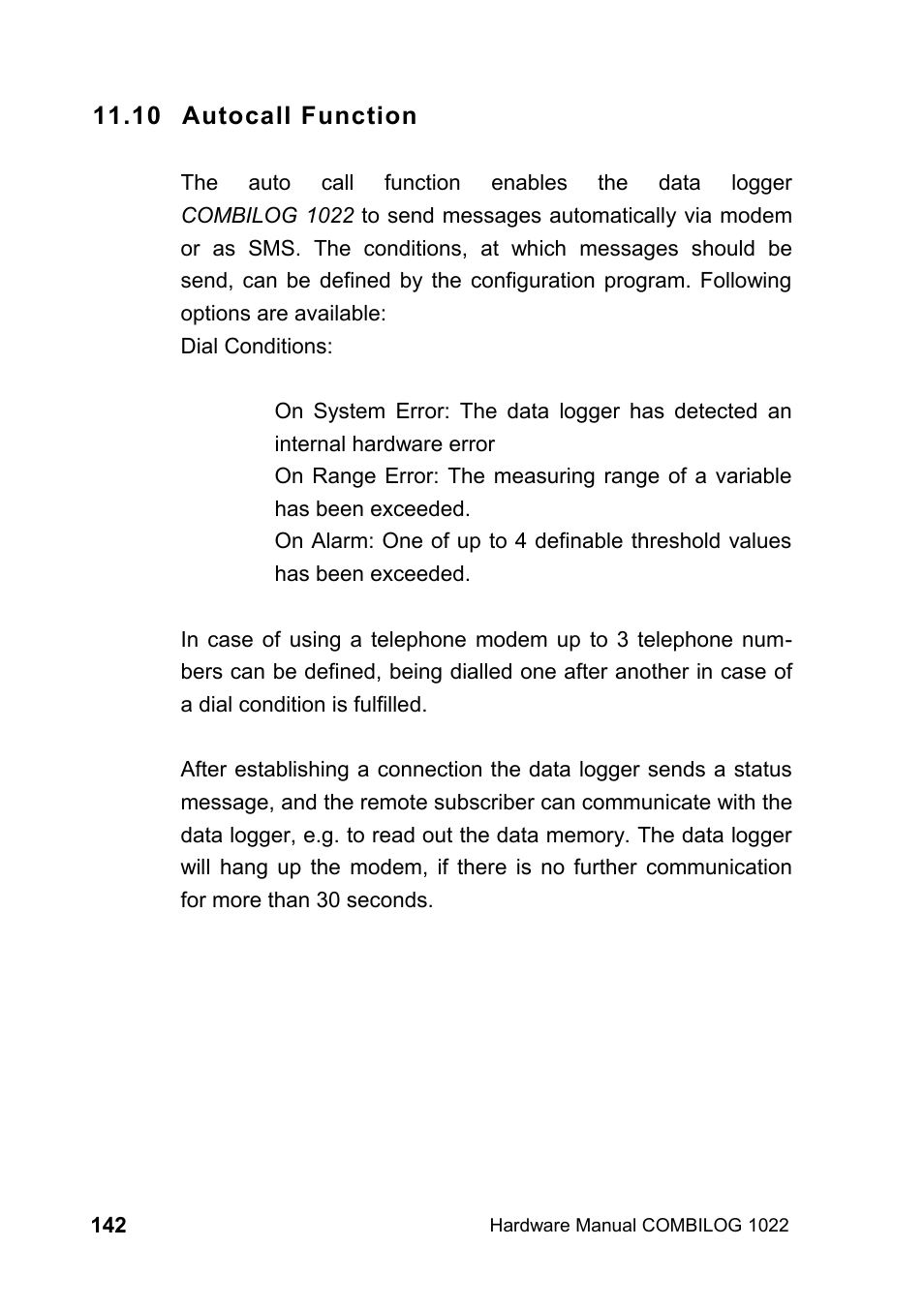 10 autocall function | Kipp&Zonen COMBILOG Data Logger User Manual | Page 142 / 173