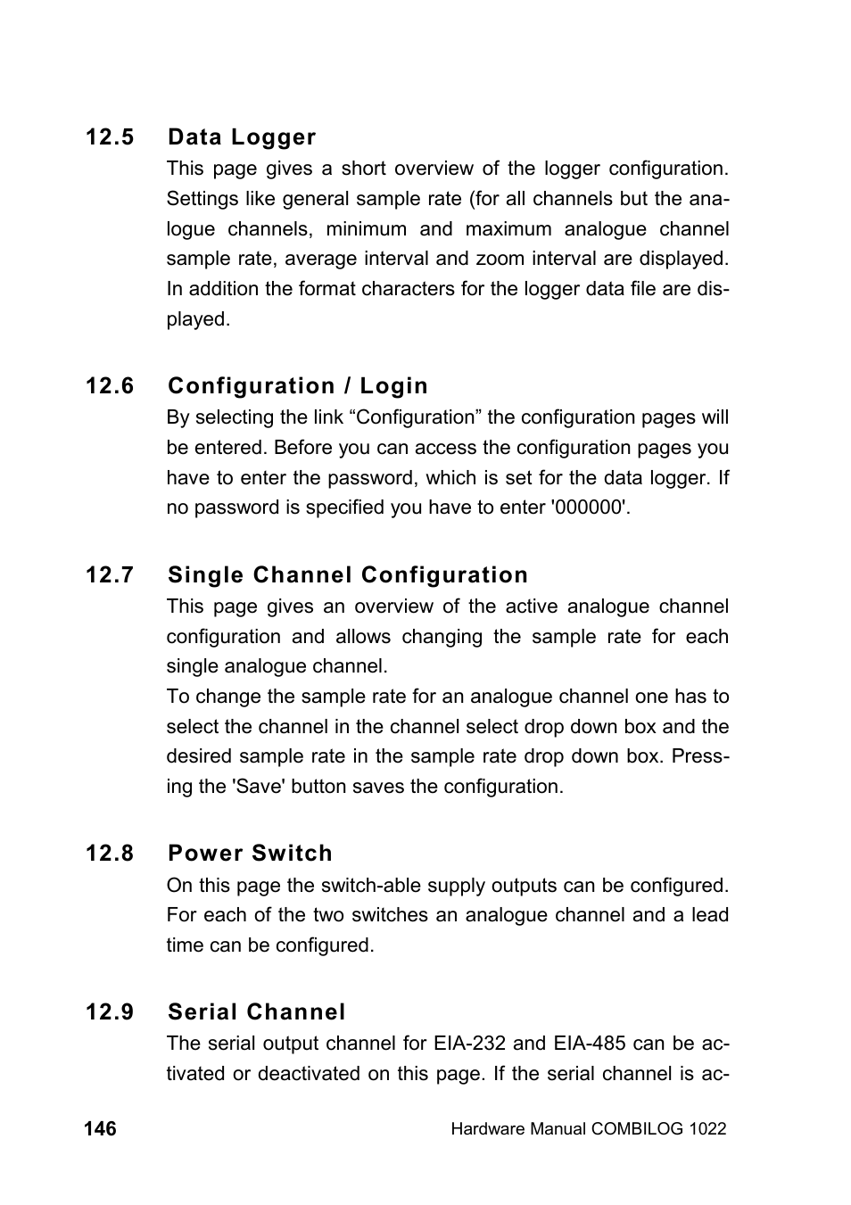 5 data logger, 6 configuration / login, 7 single channel configuration | 8 power switch, 9 serial channel | Kipp&Zonen COMBILOG Data Logger User Manual | Page 146 / 173