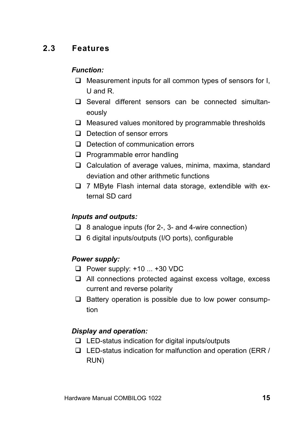 3 features | Kipp&Zonen COMBILOG Data Logger User Manual | Page 15 / 173