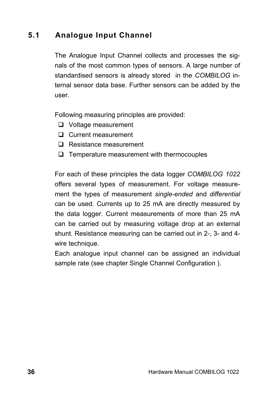 1 analogue input channel | Kipp&Zonen COMBILOG Data Logger User Manual | Page 36 / 173
