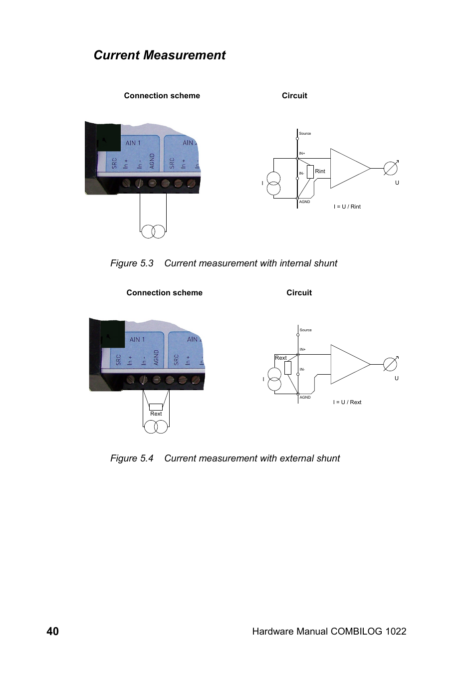 Current measurement, Connection scheme circuit | Kipp&Zonen COMBILOG Data Logger User Manual | Page 40 / 173