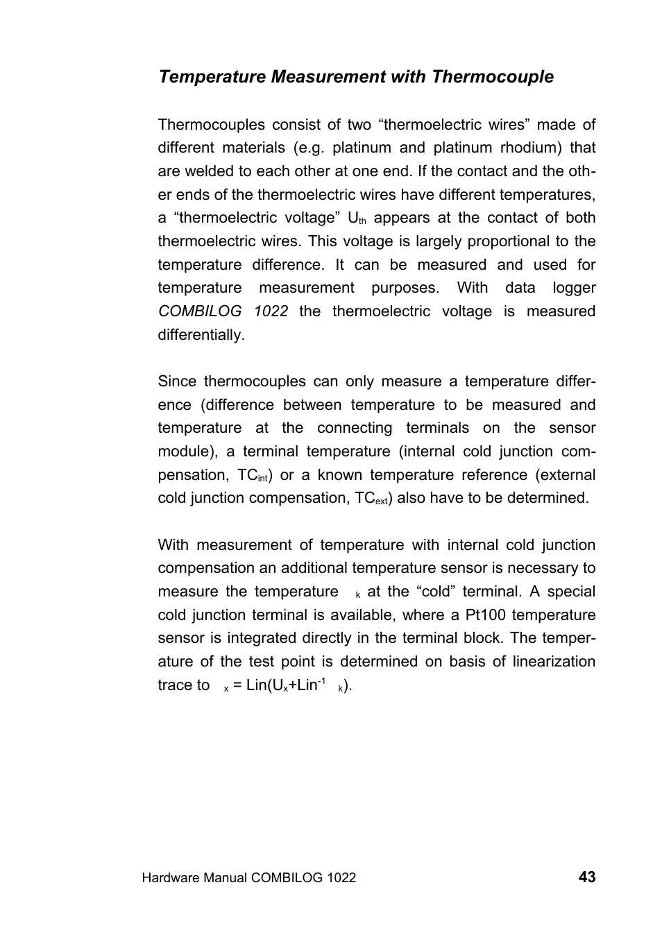 Temperature measurement with thermocouple | Kipp&Zonen COMBILOG Data Logger User Manual | Page 43 / 173