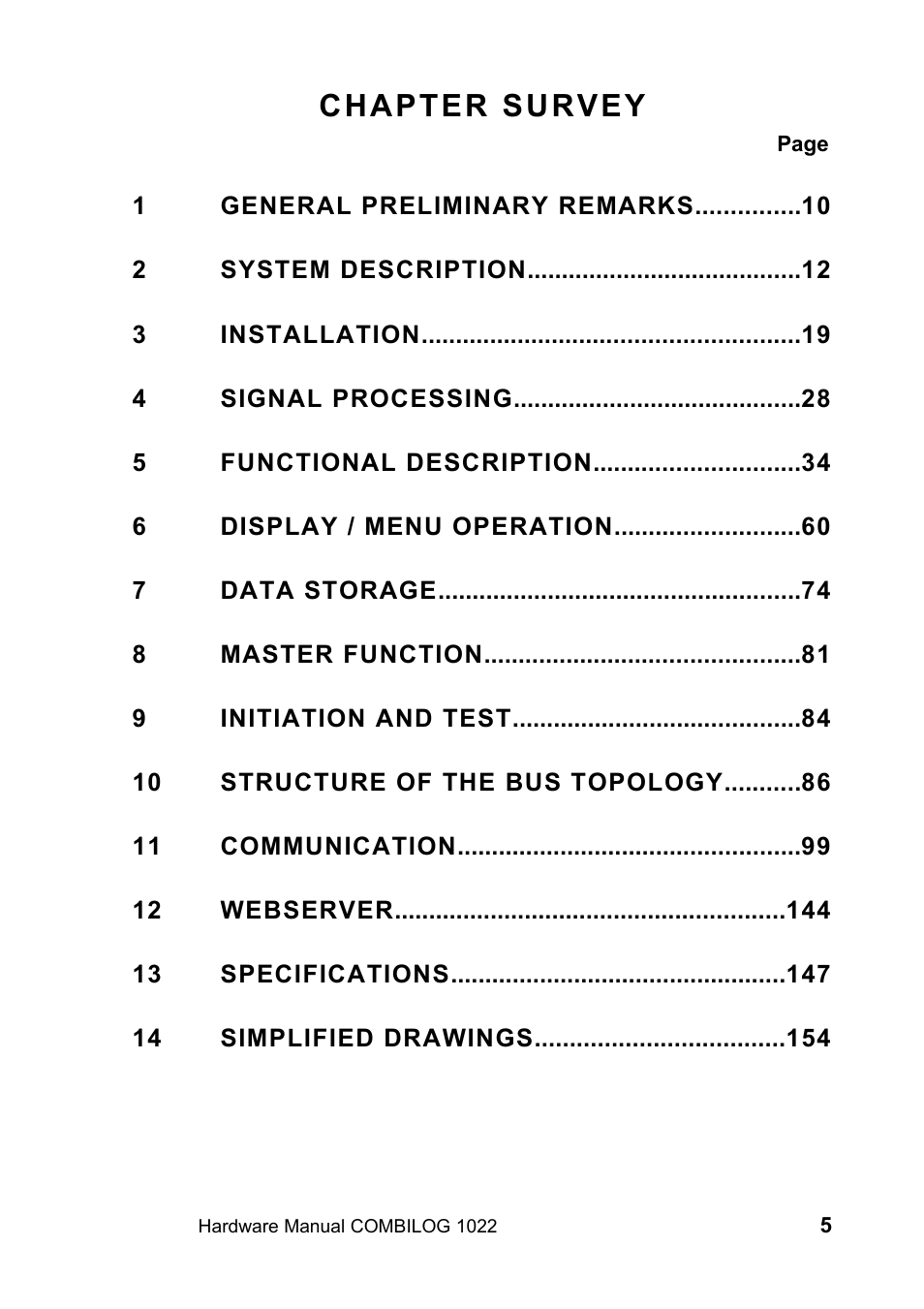 Chapter survey | Kipp&Zonen COMBILOG Data Logger User Manual | Page 5 / 173