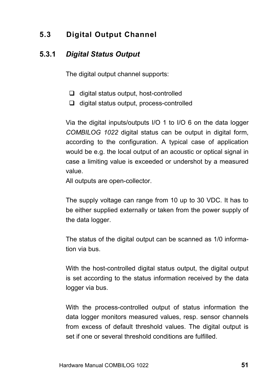 3 digital output channel, 1 digital status output | Kipp&Zonen COMBILOG Data Logger User Manual | Page 51 / 173