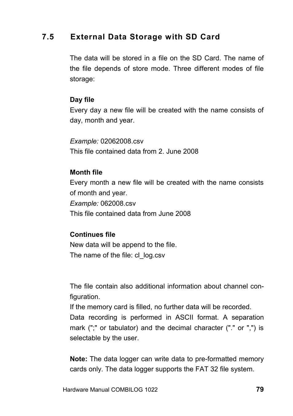 5 external data storage with sd card | Kipp&Zonen COMBILOG Data Logger User Manual | Page 79 / 173