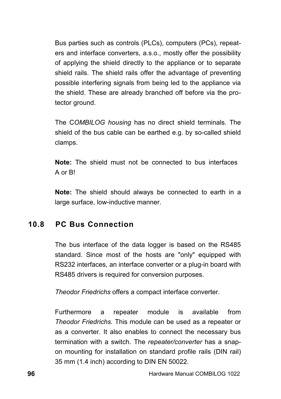 8 pc bus connection | Kipp&Zonen COMBILOG Data Logger User Manual | Page 96 / 173