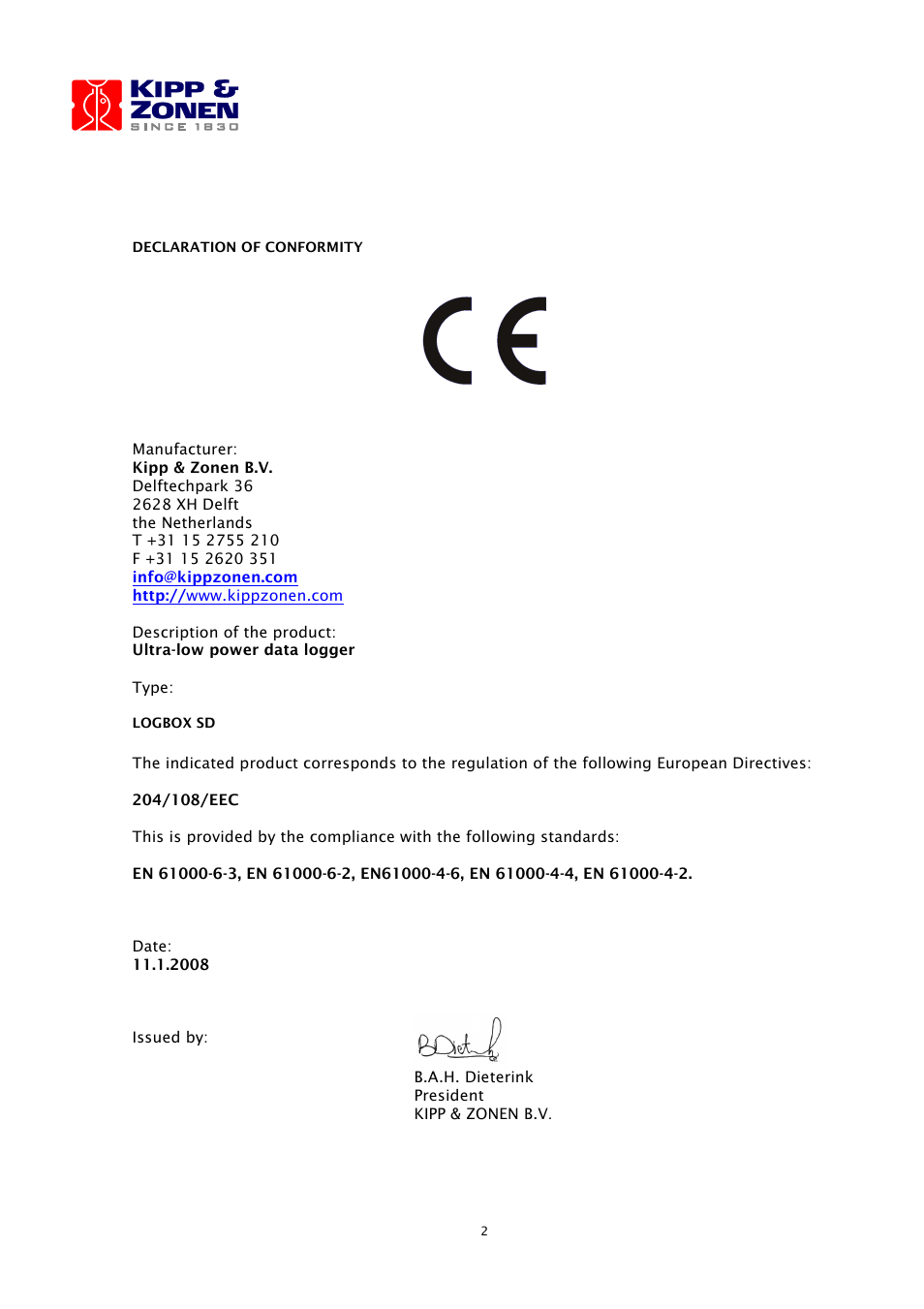 Kipp&Zonen LOGBOX SD Data Logger User Manual | Page 2 / 52