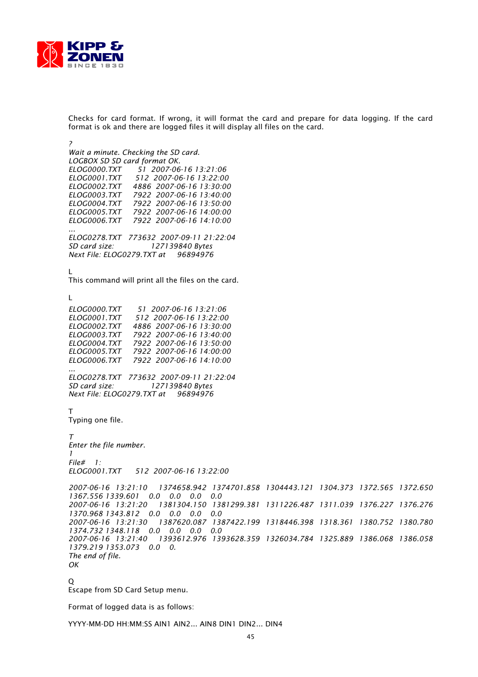 Kipp&Zonen LOGBOX SD Data Logger User Manual | Page 45 / 52