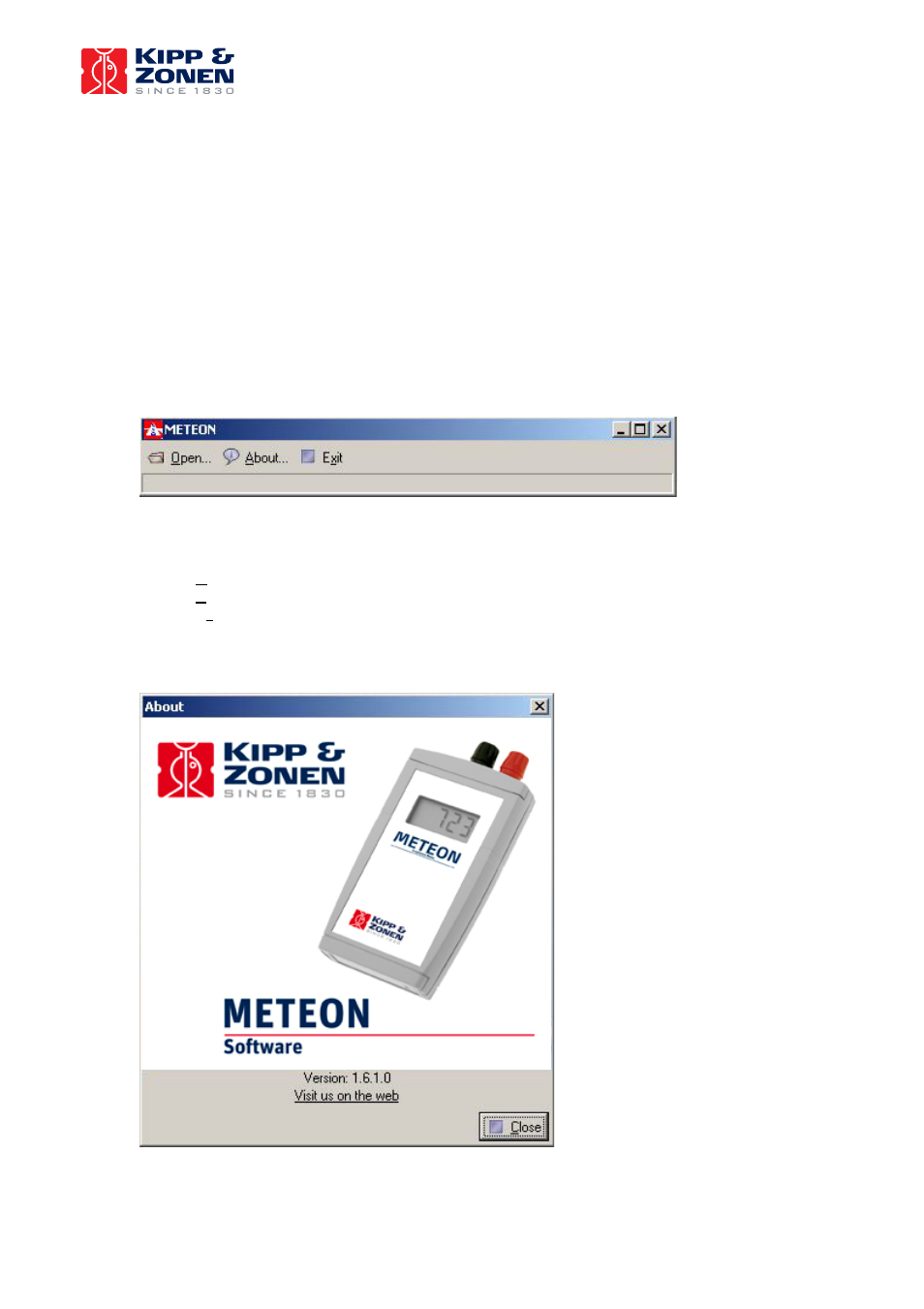 Software, Main window | Kipp&Zonen METEON Data Logger User Manual | Page 5 / 13