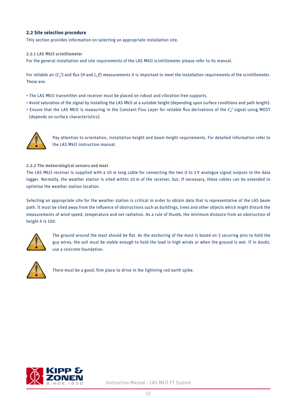 2 site selection procedure | Kipp&Zonen LAS MkII ET system User Manual | Page 12 / 44