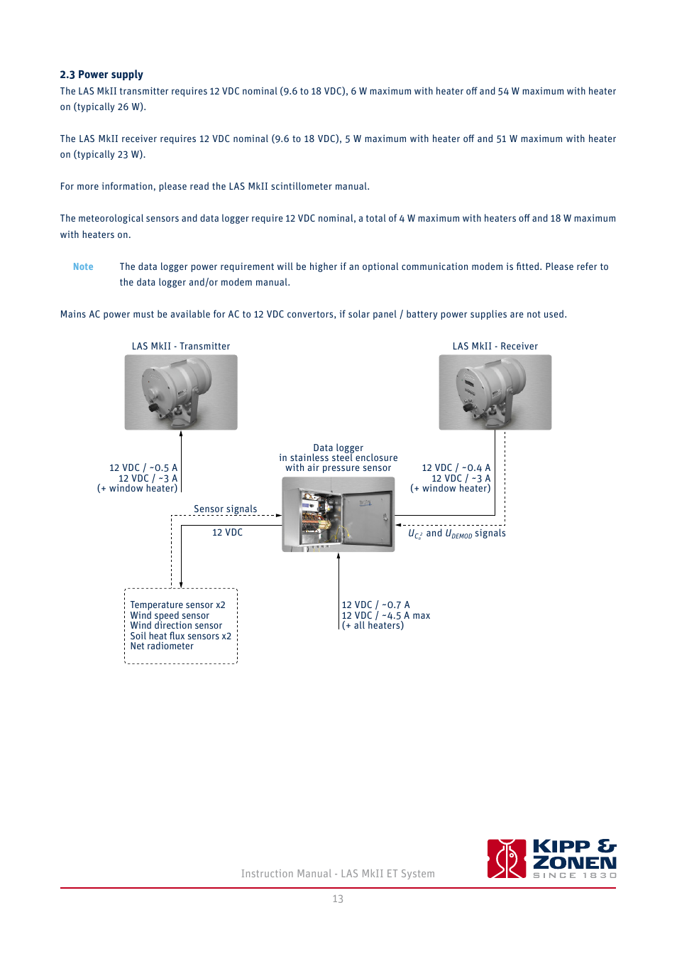 3 power supply | Kipp&Zonen LAS MkII ET system User Manual | Page 13 / 44