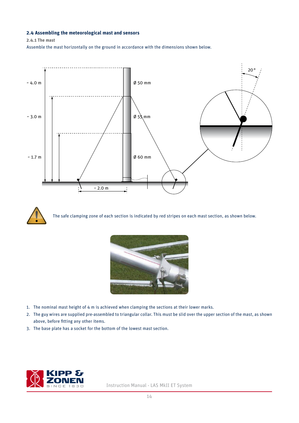 4 assembling the meteorological mast and sensors, 1 the mast | Kipp&Zonen LAS MkII ET system User Manual | Page 14 / 44