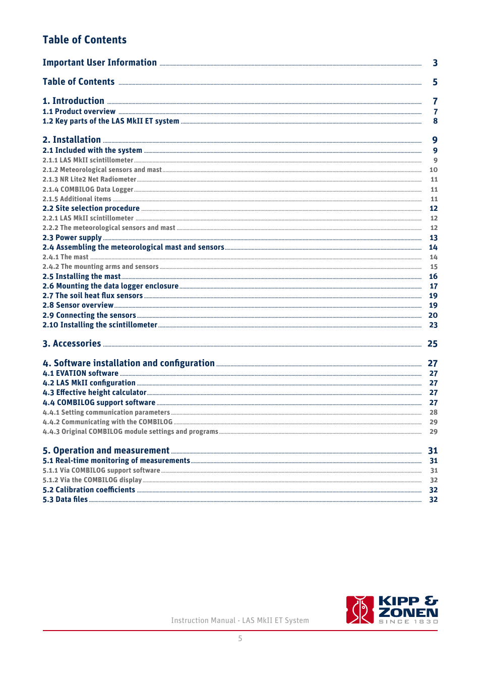 Kipp&Zonen LAS MkII ET system User Manual | Page 5 / 44