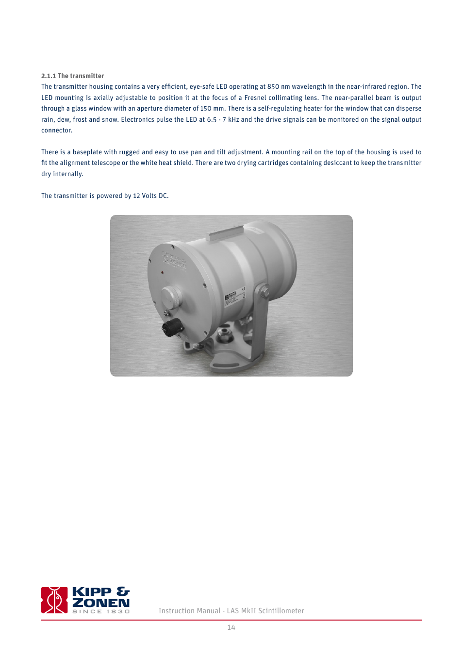 1 the transmitter | Kipp&Zonen LAS MkII Scintillometer User Manual | Page 14 / 86