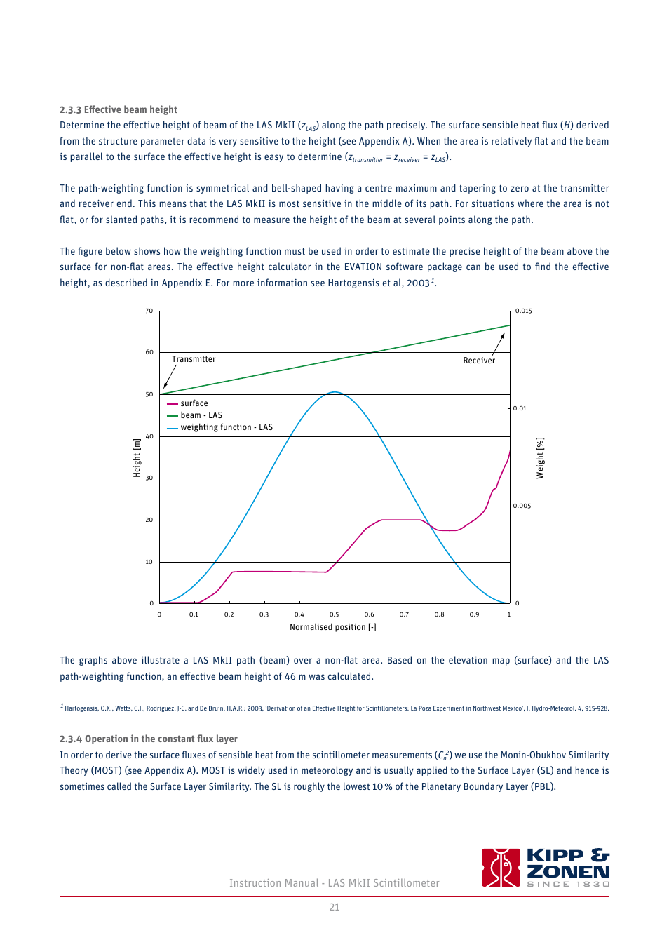 3 eﬀective beam height, 4 operation in the constant flux layer | Kipp&Zonen LAS MkII Scintillometer User Manual | Page 21 / 86