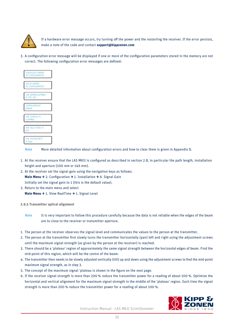 5 transmitter optical alignment | Kipp&Zonen LAS MkII Scintillometer User Manual | Page 35 / 86