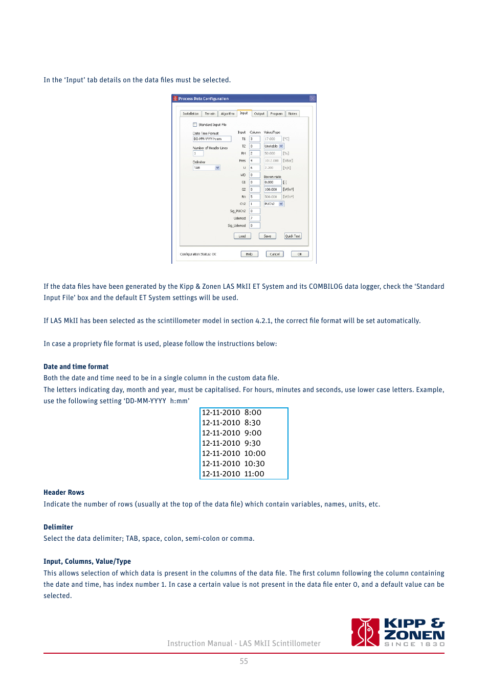 1 collecting digital data, 55 instruction manual - las mkii scintillometer, 2 data ﬁle format | 3 collecting analogue data, 4 processing data ﬁles, 5 diurnal patterns | Kipp&Zonen LAS MkII Scintillometer User Manual | Page 55 / 86