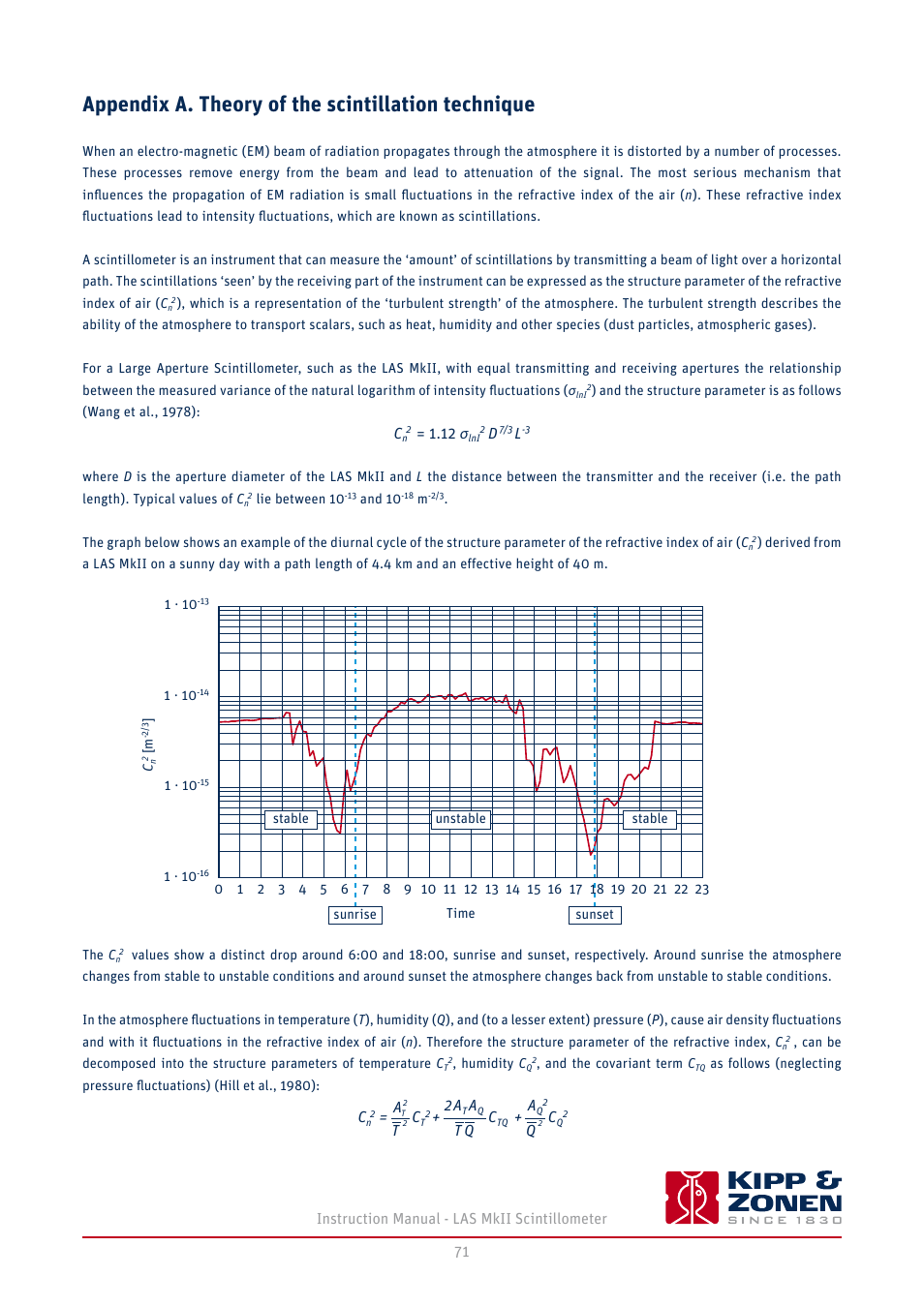 Appendix a. theory of the scintillation technique | Kipp&Zonen LAS MkII Scintillometer User Manual | Page 71 / 86