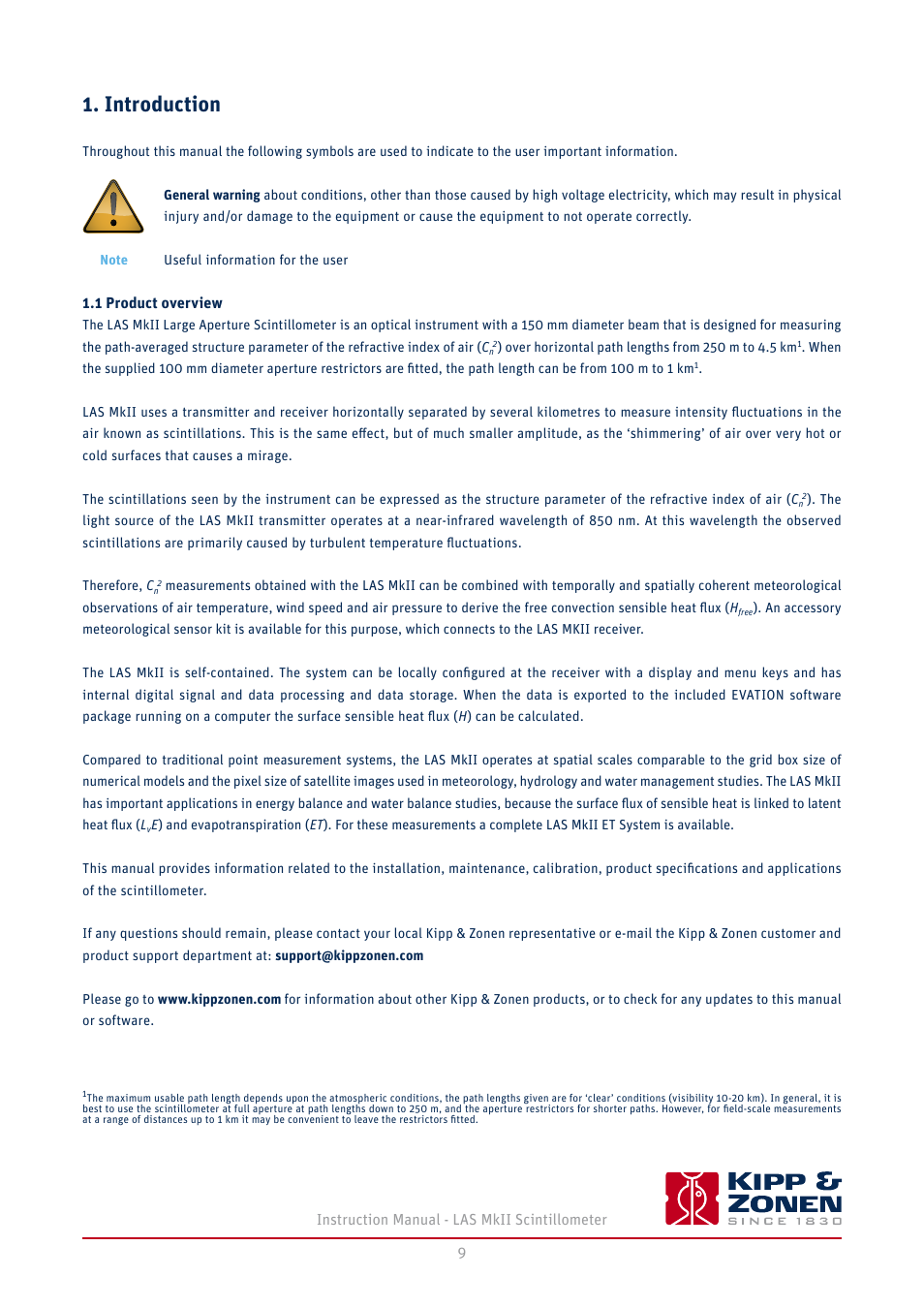 Introduction, 1 product overview | Kipp&Zonen LAS MkII Scintillometer User Manual | Page 9 / 86