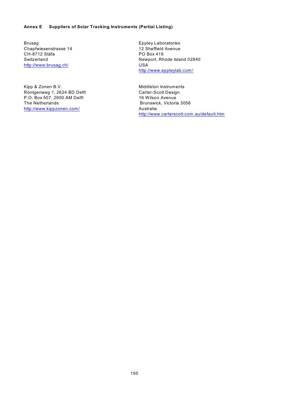 Kipp&Zonen BSRN Scientific Solar Monitoring System User Manual | Page 162 / 188