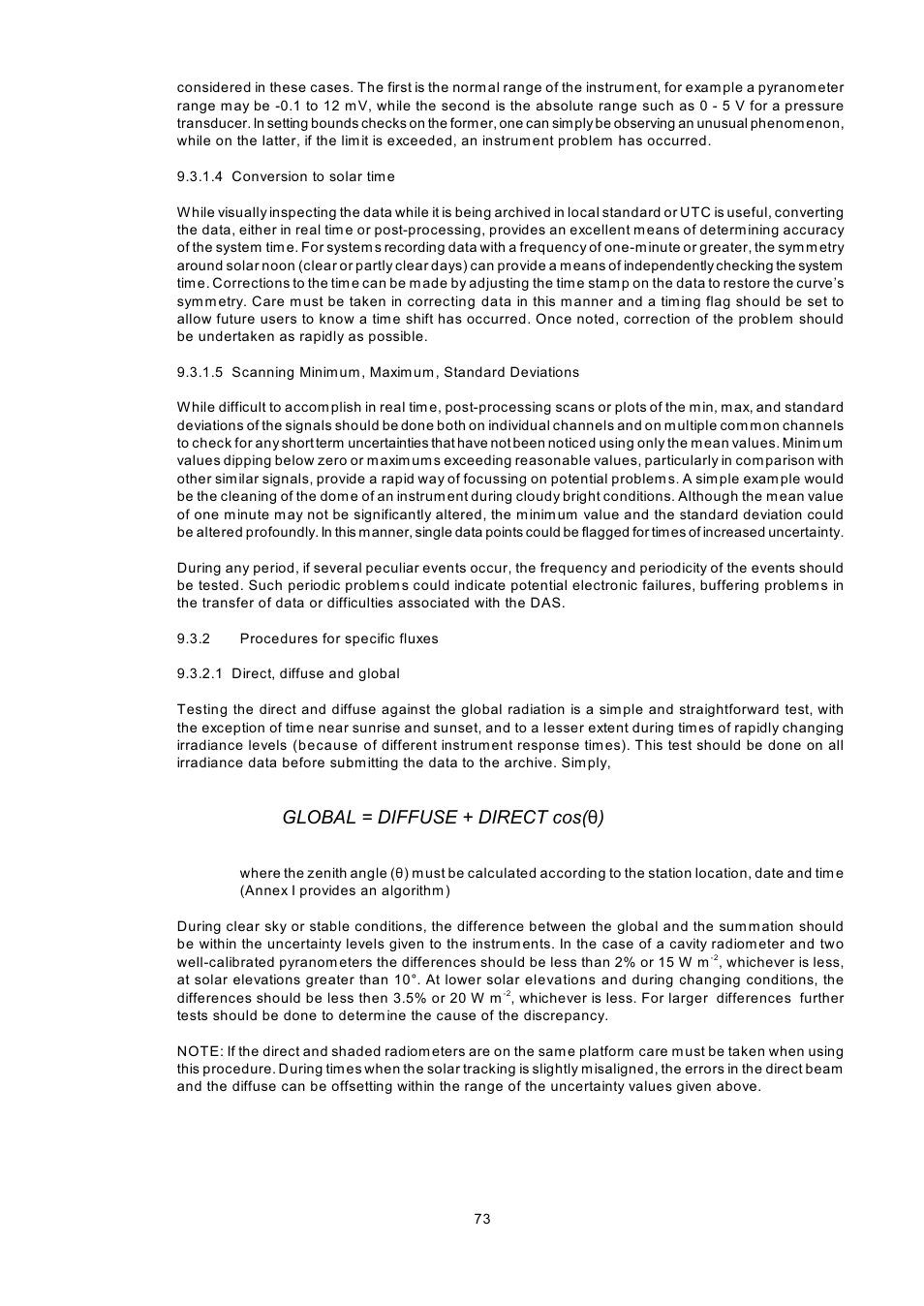 Global = diffuse + direct cos(2) | Kipp&Zonen BSRN Scientific Solar Monitoring System User Manual | Page 85 / 188