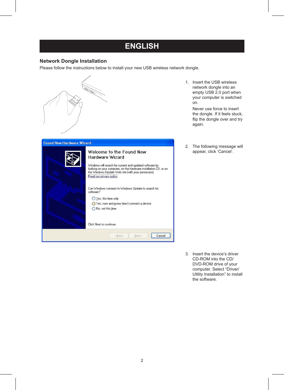 English, Manual (p. 2), Wireless lan usb 150 mbps | Konig Electronic Wireless LAN USB 2.0 dongle 150 Mbps User Manual | Page 2 / 86