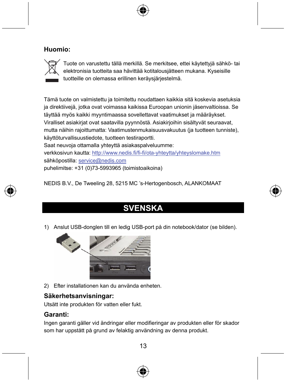 Svenska | Konig Electronic Micro Bluetooth version 4.0 dongle User Manual | Page 13 / 24