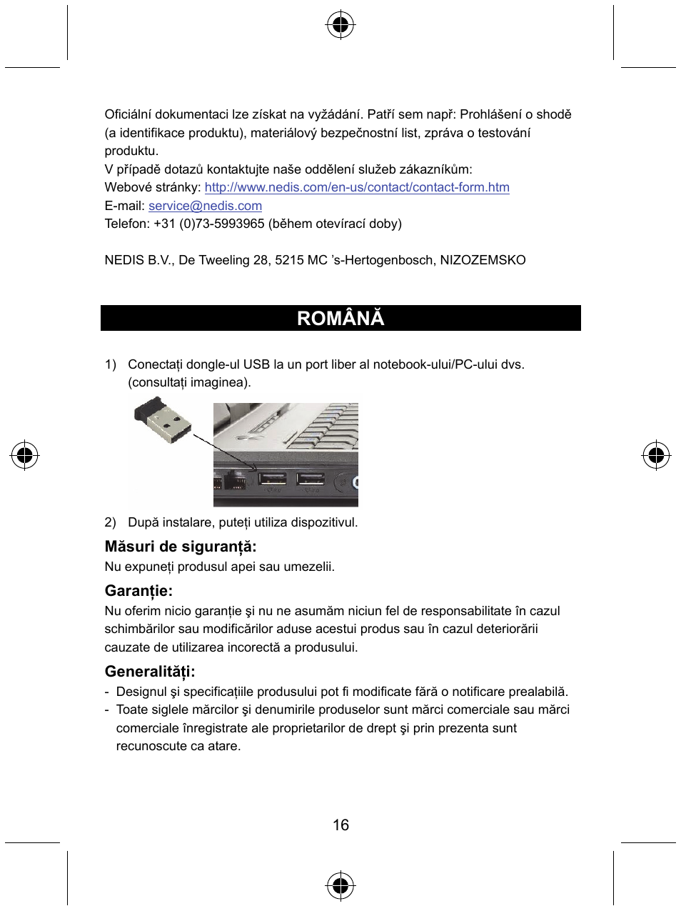 Română | Konig Electronic Micro Bluetooth version 4.0 dongle User Manual | Page 16 / 24