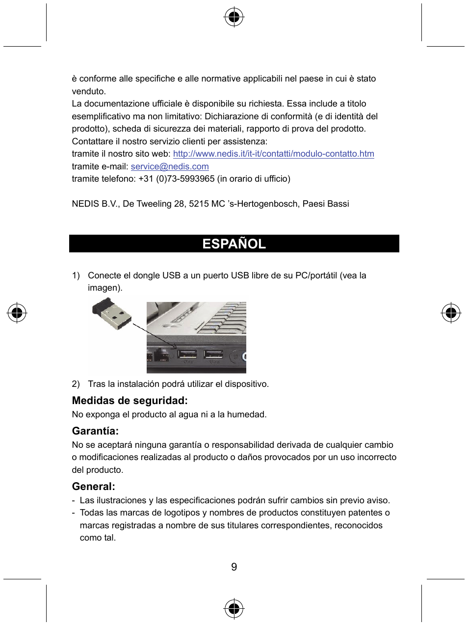 Español | Konig Electronic Micro Bluetooth version 4.0 dongle User Manual | Page 9 / 24