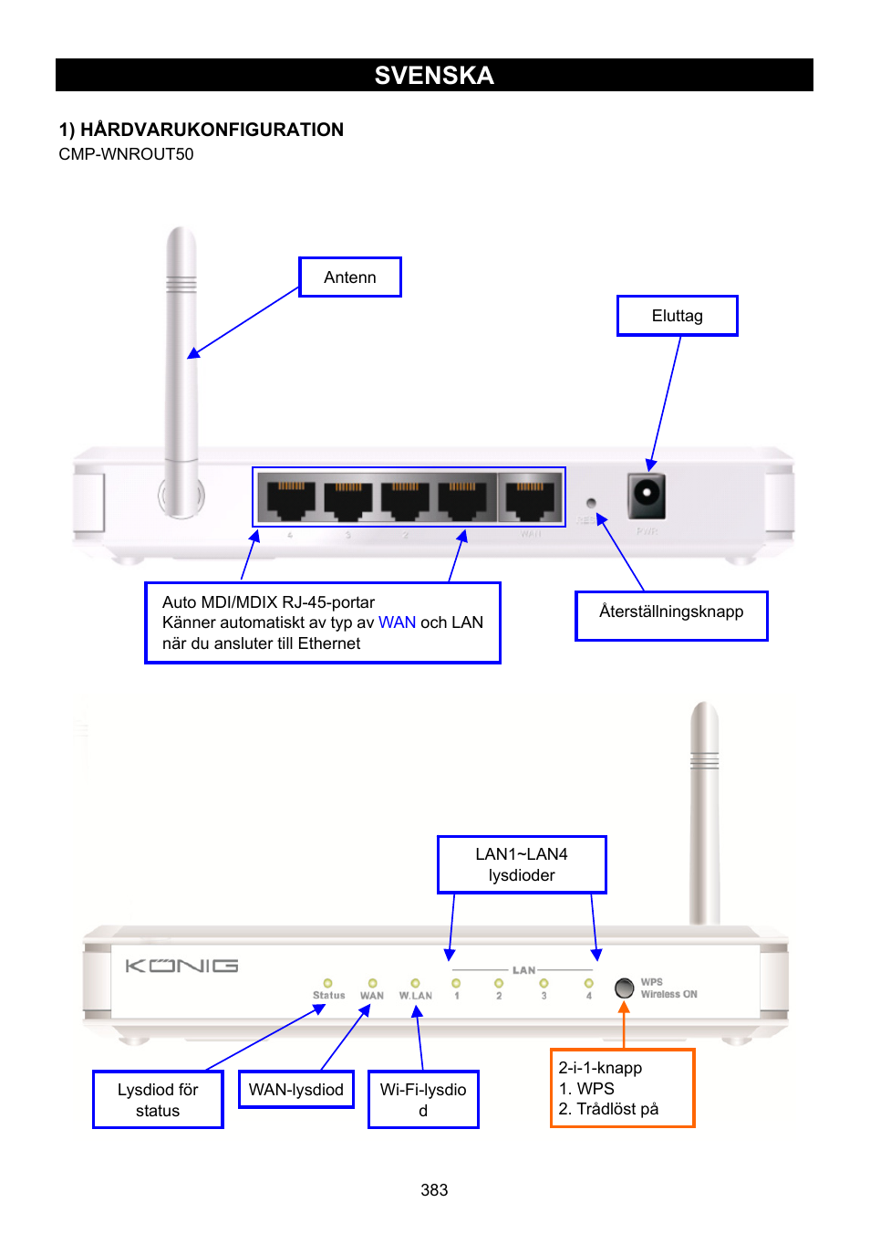 Svenska, 383) trådlös router | Konig Electronic WLAN router 300 Mbps User Manual | Page 383 / 722