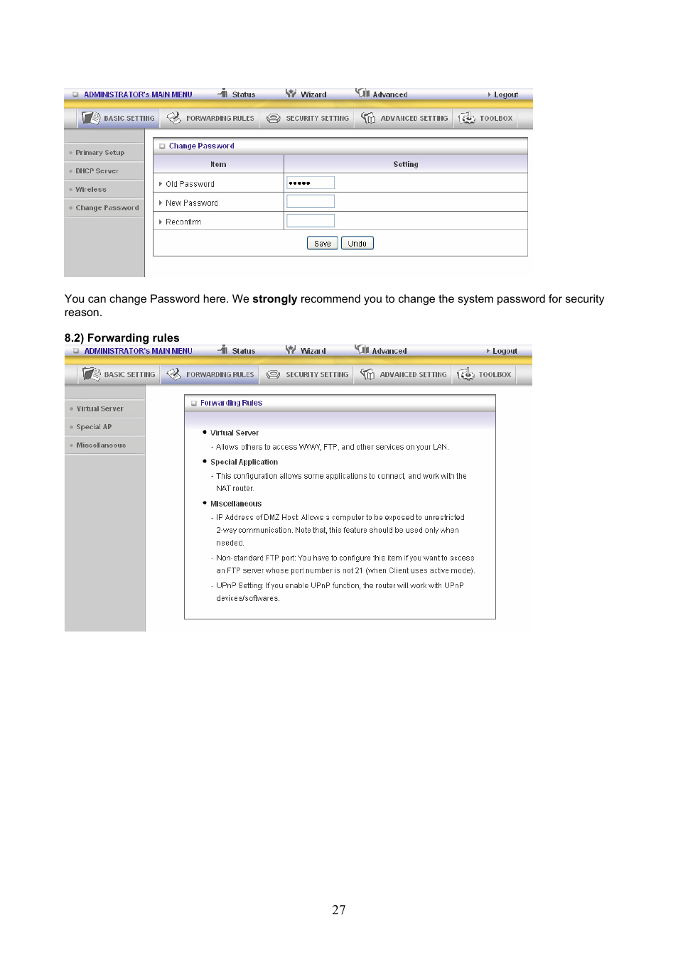 4 change password | Konig Electronic WLAN router 300 Mbps User Manual | Page 27 / 56